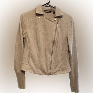 H By Halston Moto Gray Knit Jacket Size 6